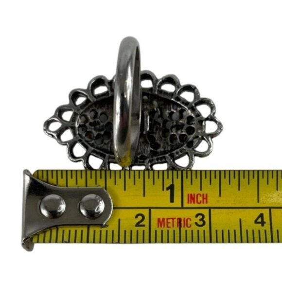 Vintage Purple & Blue Multi Stone Silver Tone Adjustable Ring - Picture 6 of 7